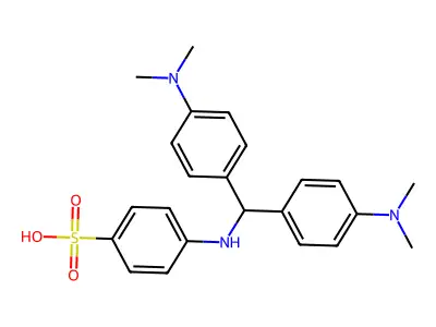 p-((Bis(4-(dimethylamino)phenyl)methyl)amino)benzenesulphonic acid structure