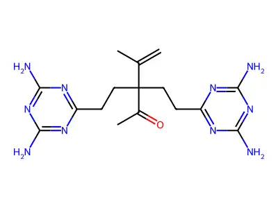3,3-Bis[2-(4,6-diamino-1,3,5-triazin-2-yl)ethyl]-4-methylpent-4-en-2-one structure