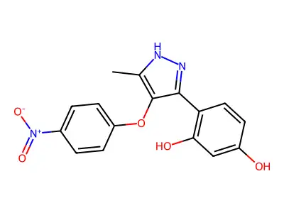 4-(5-Methyl-4-(4-nitrophenoxy)-1H-pyrazol-3-YL)-1,3-benzenediol structure