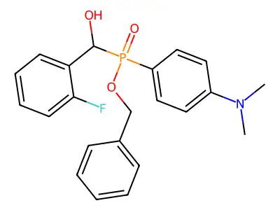 Benzyl (4-(dimethylamino)phenyl)((2-fluorophenyl)(hydroxy)methyl)phosphinate structure