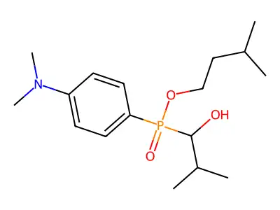 Isopentyl (4-(dimethylamino)phenyl)(1-hydroxy-2-methylpropyl)phosphinate structure