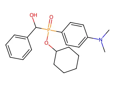 Cyclohexyl (4-(dimethylamino)phenyl)(hydroxy(phenyl)methyl)phosphinate structure