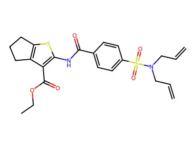 ETHYL 2-{4-[BIS(PROP-2-EN-1-YL)SULFAMOYL]BENZAMIDO}-4H,5H,6H-CYCLOPENTA[B]THIOPHENE-3-CARBOXYLATE structure