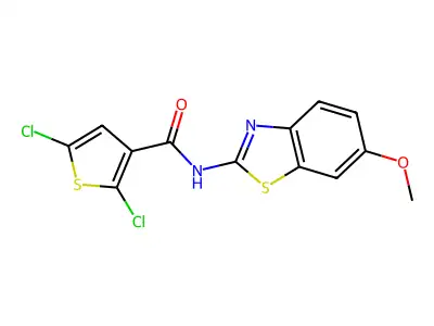2,5-dichloro-N-(6-methoxy-1,3-benzothiazol-2-yl)thiophene-3-carboxamide structure