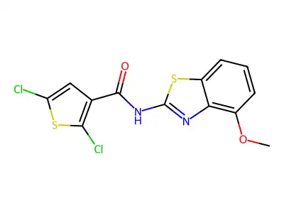 2,5-dichloro-N-(4-methoxy-1,3-benzothiazol-2-yl)thiophene-3-carboxamide structure
