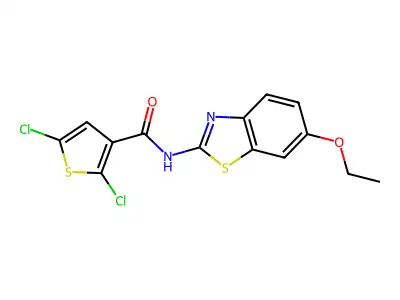 2,5-dichloro-N-(6-ethoxy-1,3-benzothiazol-2-yl)thiophene-3-carboxamide structure