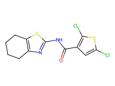 2,5-dichloro-N-(4,5,6,7-tetrahydro-1,3-benzothiazol-2-yl)thiophene-3-carboxamide structure