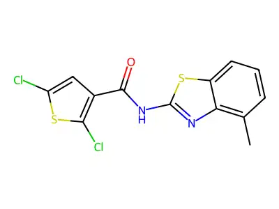 2,5-dichloro-N-(4-methyl-1,3-benzothiazol-2-yl)thiophene-3-carboxamide structure