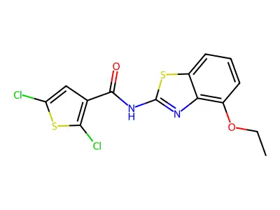 2,5-dichloro-N-(4-ethoxy-1,3-benzothiazol-2-yl)thiophene-3-carboxamide structure