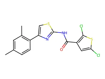 2,5-dichloro-N-[4-(2,4-dimethylphenyl)-1,3-thiazol-2-yl]thiophene-3-carboxamide structure