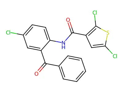 N-(2-benzoyl-4-chlorophenyl)-2,5-dichlorothiophene-3-carboxamide structure