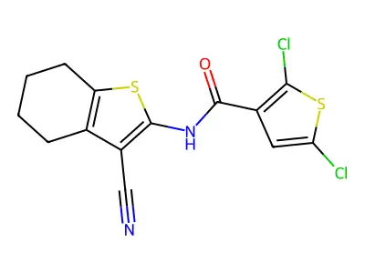 2,5-dichloro-N-(3-cyano-4,5,6,7-tetrahydro-1-benzothiophen-2-yl)thiophene-3-carboxamide structure