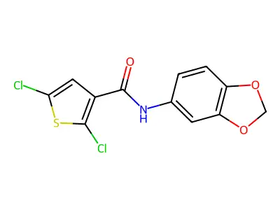 N-(benzo[d][1,3]dioxol-5-yl)-2,5-dichlorothiophene-3-carboxamide structure