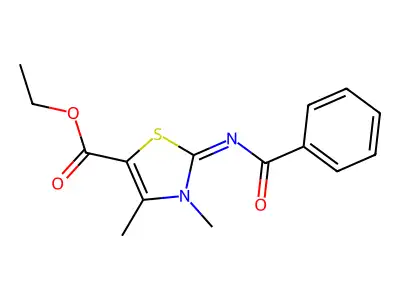 Ethyl 2-benzoylimino-3,4-dimethyl-1,3-thiazole-5-carboxylate structure