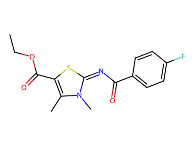 Ethyl 2-(4-fluorobenzoyl)imino-3,4-dimethyl-1,3-thiazole-5-carboxylate structure