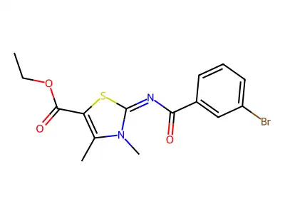 Ethyl 2-(3-bromobenzoyl)imino-3,4-dimethyl-1,3-thiazole-5-carboxylate structure