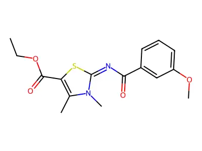 ethyl (2Z)-2-[(3-methoxybenzoyl)imino]-3,4-dimethyl-2,3-dihydro-1,3-thiazole-5-carboxylate structure