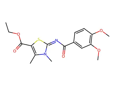 ethyl (2Z)-2-[(3,4-dimethoxybenzoyl)imino]-3,4-dimethyl-2,3-dihydro-1,3-thiazole-5-carboxylate structure