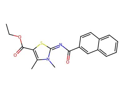 Ethyl 3,4-dimethyl-2-(naphthalene-2-carbonylimino)-1,3-thiazole-5-carboxylate structure
