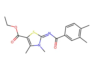 ethyl (2Z)-2-[(3,4-dimethylbenzoyl)imino]-3,4-dimethyl-2,3-dihydro-1,3-thiazole-5-carboxylate structure