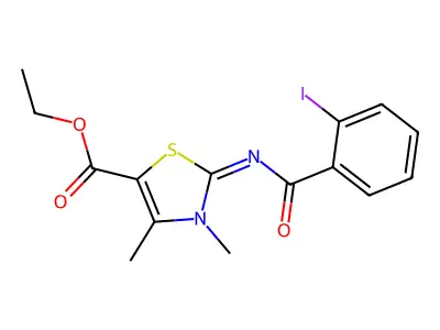 Ethyl 2-(2-iodobenzoyl)imino-3,4-dimethyl-1,3-thiazole-5-carboxylate structure