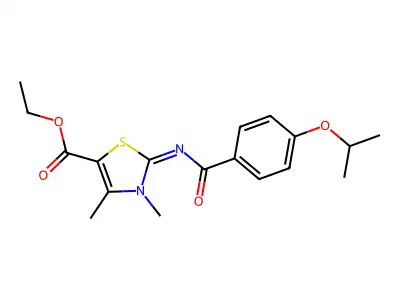 Ethyl 3,4-dimethyl-2-(4-propan-2-yloxybenzoyl)imino-1,3-thiazole-5-carboxylate structure