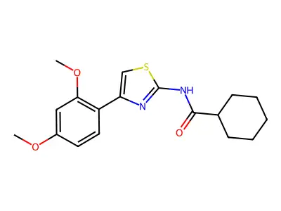 N-[4-(2,4-dimethoxyphenyl)-1,3-thiazol-2-yl]cyclohexanecarboxamide structure