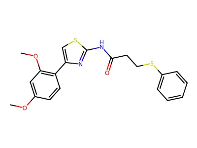 N-(4-(2,4-dimethoxyphenyl)thiazol-2-yl)-3-(phenylthio)propanamide structure