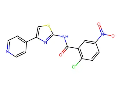 2-chloro-5-nitro-N-(4-pyridin-4-yl-1,3-thiazol-2-yl)benzamide structure