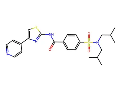 4-(N,N-diisobutylsulfamoyl)-N-(4-(pyridin-4-yl)thiazol-2-yl)benzamide structure