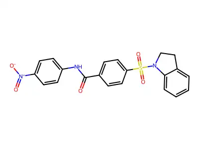 4-(indolin-1-ylsulfonyl)-N-(4-nitrophenyl)benzamide structure