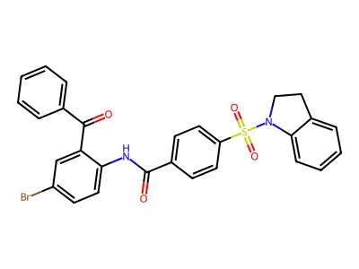 N-(2-benzoyl-4-bromophenyl)-4-(indolin-1-ylsulfonyl)benzamide structure