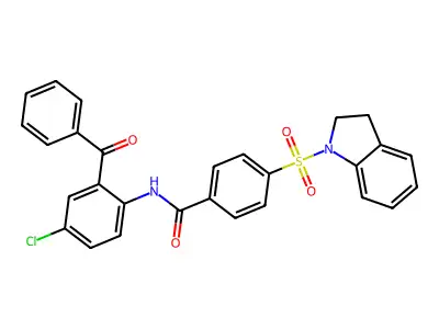 N-(2-benzoyl-4-chlorophenyl)-4-(indolin-1-ylsulfonyl)benzamide structure