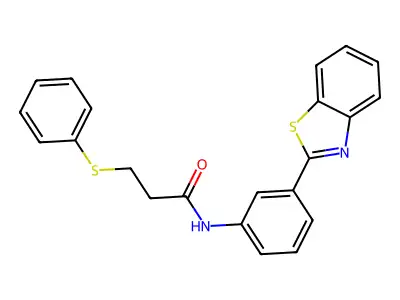 N-(3-(benzo[d]thiazol-2-yl)phenyl)-3-(phenylthio)propanamide structure