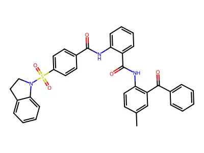 N-(2-benzoyl-4-methylphenyl)-2-(4-(indolin-1-ylsulfonyl)benzamido)benzamide structure