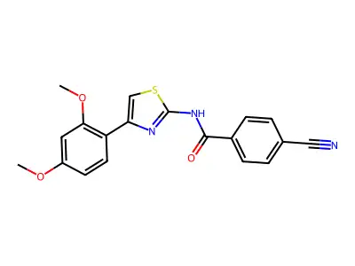 4-cyano-N-[4-(2,4-dimethoxyphenyl)-1,3-thiazol-2-yl]benzamide structure