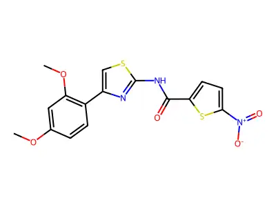 N-[4-(2,4-dimethoxyphenyl)-1,3-thiazol-2-yl]-5-nitrothiophene-2-carboxamide structure