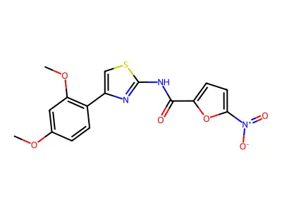 N-[4-(2,4-dimethoxyphenyl)-1,3-thiazol-2-yl]-5-nitrofuran-2-carboxamide structure