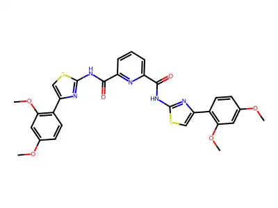 N2,N6-bis(4-(2,4-dimethoxyphenyl)thiazol-2-yl)pyridine-2,6-dicarboxamide structure