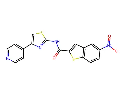 5-nitro-N-(4-pyridin-4-yl-1,3-thiazol-2-yl)-1-benzothiophene-2-carboxamide structure