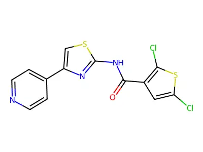 2,5-dichloro-N-(4-(pyridin-4-yl)thiazol-2-yl)thiophene-3-carboxamide structure
