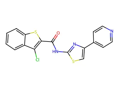 3-chloro-N-(4-(pyridin-4-yl)thiazol-2-yl)benzo[b]thiophene-2-carboxamide structure