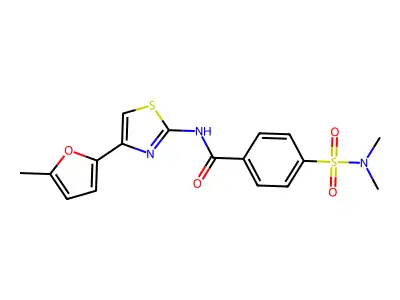 4-(dimethylsulfamoyl)-N-[4-(5-methylfuran-2-yl)-1,3-thiazol-2-yl]benzamide structure