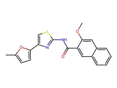 3-methoxy-N-[4-(5-methylfuran-2-yl)-1,3-thiazol-2-yl]naphthalene-2-carboxamide structure