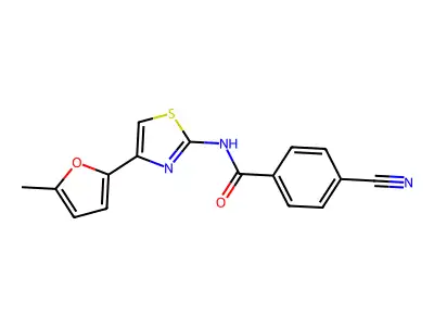 4-cyano-N-[4-(5-methylfuran-2-yl)-1,3-thiazol-2-yl]benzamide structure