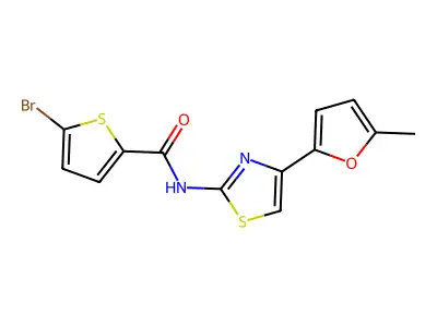 5-bromo-N-[4-(5-methylfuran-2-yl)-1,3-thiazol-2-yl]thiophene-2-carboxamide structure