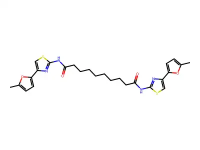 N,N'-bis[4-(5-methylfuran-2-yl)-1,3-thiazol-2-yl]decanediamide structure