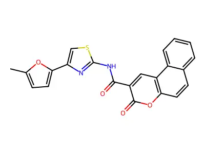 N-(4-(5-methylfuran-2-yl)thiazol-2-yl)-3-oxo-3H-benzo[f]chromene-2-carboxamide structure