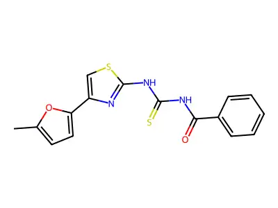 N-((4-(5-methylfuran-2-yl)thiazol-2-yl)carbamothioyl)benzamide structure
