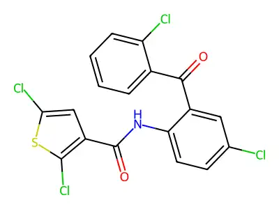 2,5-dichloro-N-[4-chloro-2-(2-chlorobenzoyl)phenyl]thiophene-3-carboxamide structure